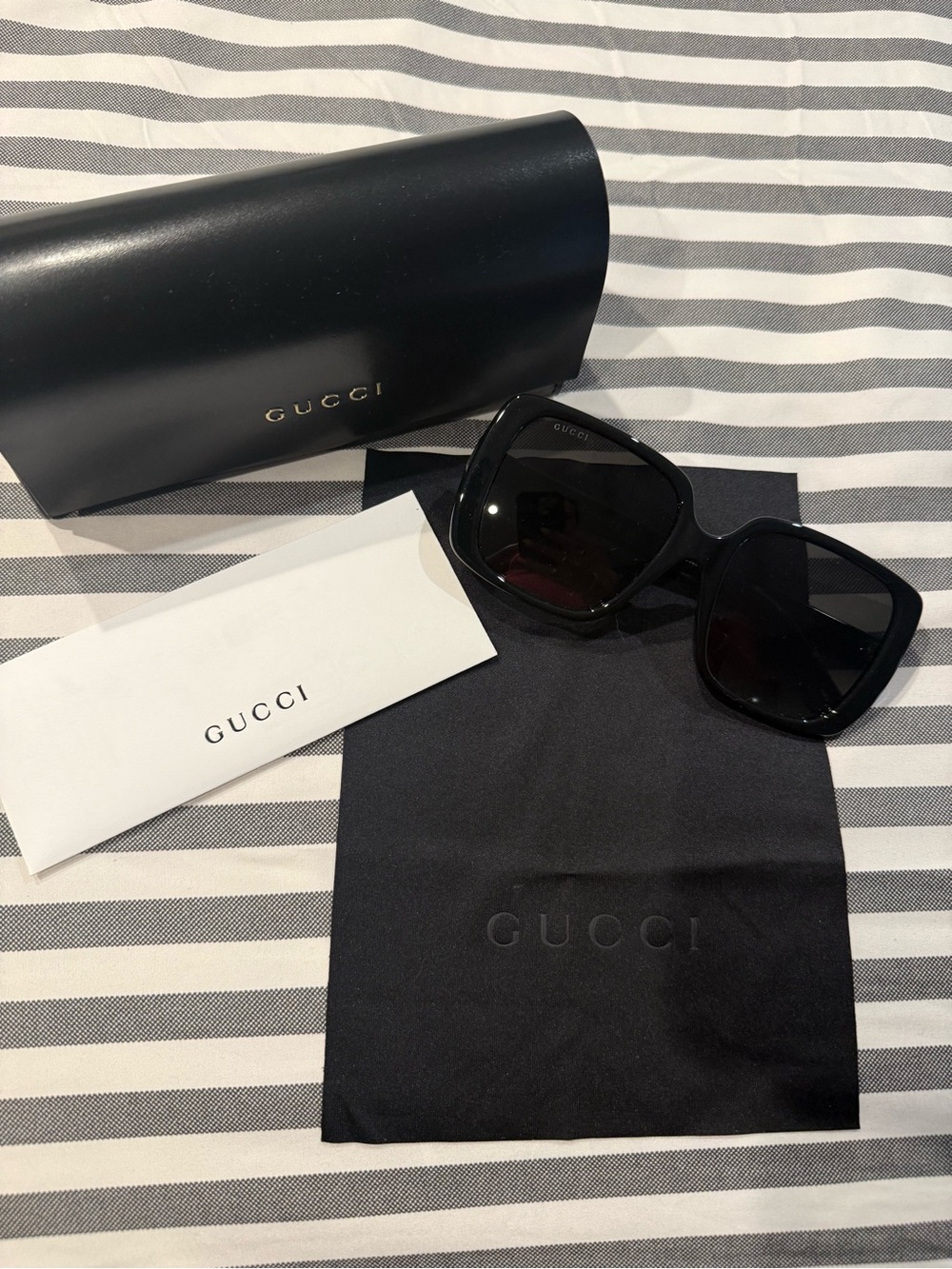 Gucci Black Oversized Square Women's Sunglasses